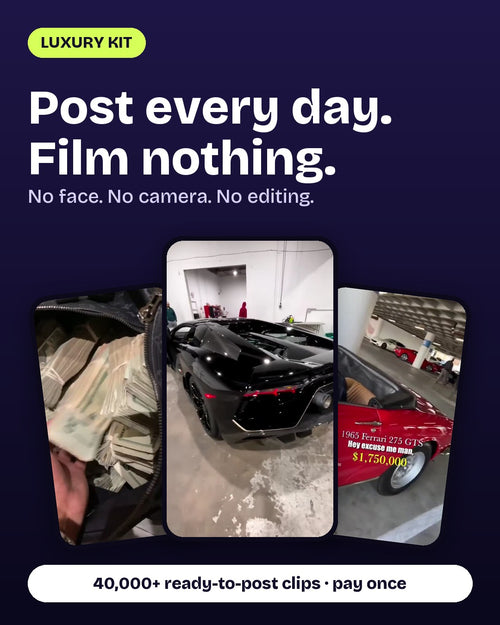 40,000+ luxury reels. Post every day. Film nothing.